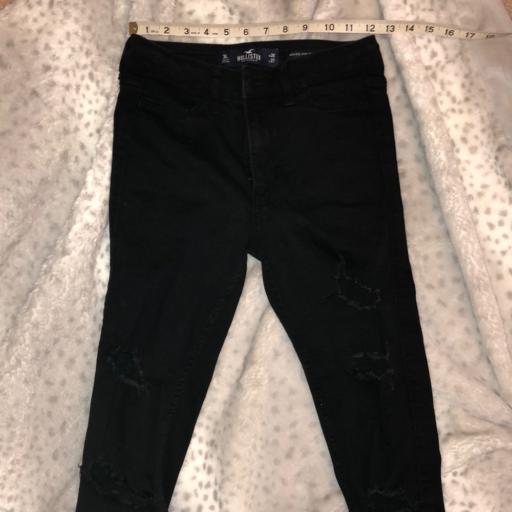 Black ripped jean leggings